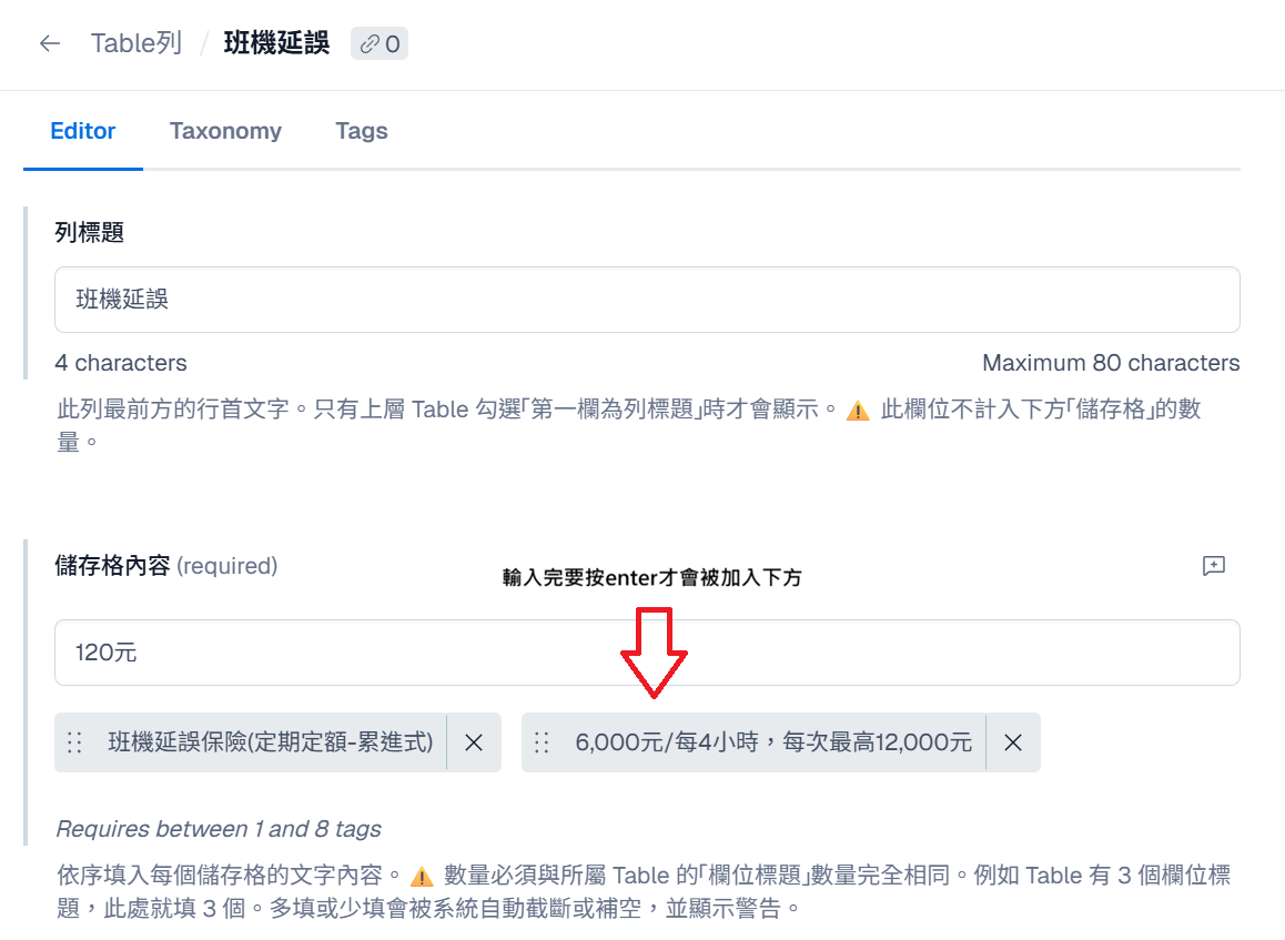 table儲存格範例